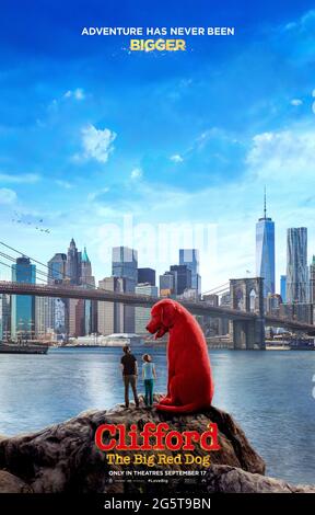 DATE DE SORTIE: 17 septembre 2021 TITRE: Clifford The Big Red Dog STUDIO: Paramount Pictures DIRECTEUR: Walt Becker PARCELLE: L'amour d'une jeune fille pour un petit chiot appelé Clifford fait pousser le chien à une taille énorme. AVEC: Poster Art.(Credit image: © Paramount Pictures/Entertainment Pictures) Banque D'Images