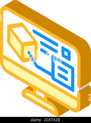 modèle numérique sur écran d'ordinateur illustration vectorielle d'icône isométrique Illustration de Vecteur