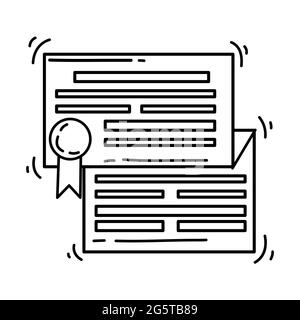 Licence eCommerce. Jeu d'icônes dessinées à la main, contour noir, icône Doodle, conception d'icônes vectorielles. Illustration de Vecteur