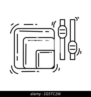 Propriétés de l'icône eCommerce . jeu d'icônes dessinées à la main, contour noir, icône Doodle, conception d'icônes vectorielles. Illustration de Vecteur