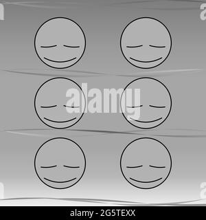 Détendez-vous le visage émotionnel en niveaux de gris avec le vent 05 Illustration de Vecteur