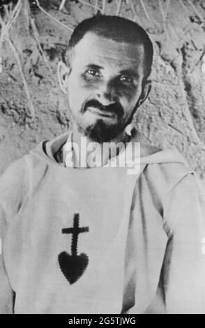 ALGÉRIE. HOGGAR.TAMANRASSET. LE PÈRE CHARLES DE FOUCAULD EST NÉ LE 15 SEPTEMBRE À STRABOURG ET A TUÉ LE 1SRT DE DÉCEMBRE 1916 À TAMANRASSE Banque D'Images