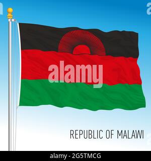 Drapeau national officiel du Malawi, pays africain, illustration vectorielle Illustration de Vecteur