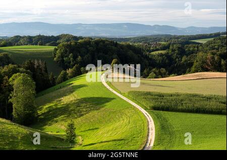 Aussicht auf das Emmental mit Berner Voralpen und Alpen von der Gegend der 'Lueg' in der Gem. Affoltern, c'est-à-dire AM 25.08.20. Foto: Markus Bolliger Banque D'Images