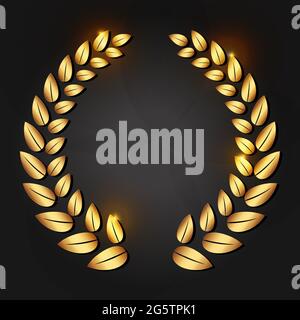 Couronne de laurier doré. Récompense de luxe pour VIP. Illustration de Vecteur