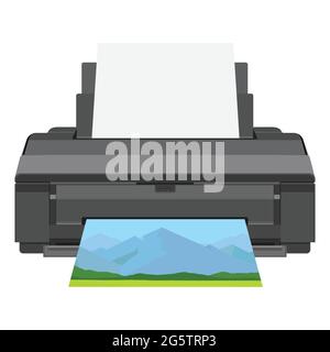 Imprimante réaliste. Illustration vectorielle. Imprimez du papier photo de haute qualité Illustration de Vecteur