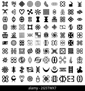 Symboles africains adinkra pour tissu, logo isolé sur fond blanc. Vecteur Illustration de Vecteur