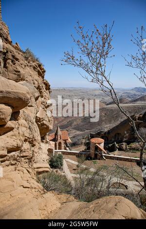David Gareja vue sur le célèbre monastère géorgien Banque D'Images