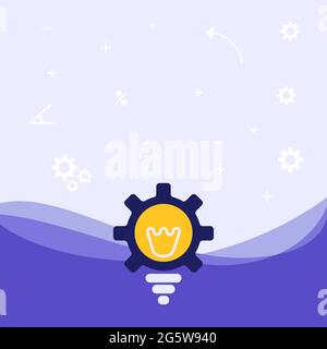 Dessin d'une ampoule lumineuse avec une coque d'engrenage montrant des idées technologiques. Lampe lumineuse avec symboles de cog Design Affichage d'une idée mécanique et technique Illustration de Vecteur