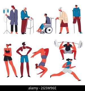 Inégalité des personnes, des handicapés et des sportifs Illustration de Vecteur