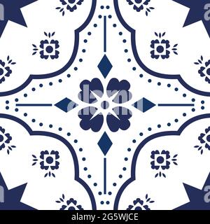 Motif Talavera.Azulejos portugal.Décoration turque.Mosaïque marocaine.Porcelaine espagnole.Vaisselle en céramique, imprimé folk.Poterie espagnole.Origine ethnique.Papier peint méditerranéen sans couture. Illustration de Vecteur