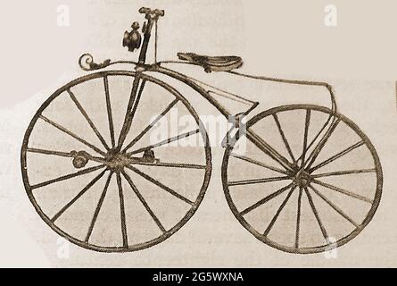 Vélo de début - UN Boneshaker (alias Velocipede) à partir de 1869, construit à l'origine en France en 1865 Banque D'Images