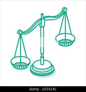 Symbole d'échelle isolée. Icône Contour isométrique. Illustration vectorielle. Échelle de justice. Illustration de Vecteur