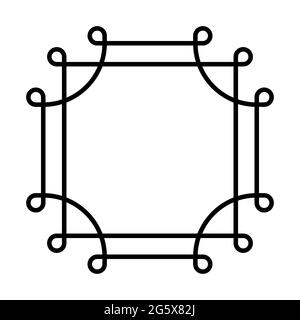 Yantra thaïlandais de carrés chevauchants avec des coins en boucle, connu sous le nom d'anneau de Salomon. Ancien symbole et sceau, d'abord représenté dans la vallée de l'Indus. Banque D'Images