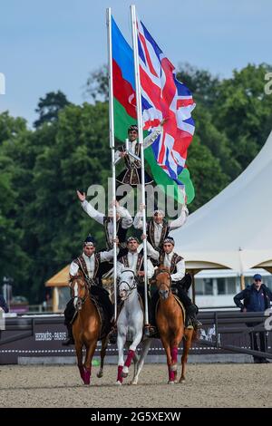 Château de Windsor, Windsor, Berkshire. 30 juin 2021. Azerbaïdjan exposition pendant le Royal Windsor Horse Show, qui a eu lieu sur le terrain du château de Windsor Credit:Peter Nixon/Alay Live News Banque D'Images