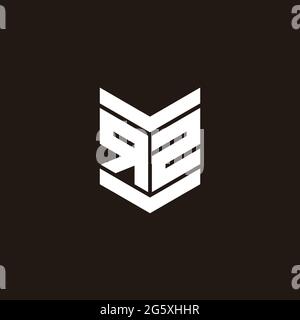 Monogramme avec emblème de style isolé sur fond noir Illustration de Vecteur