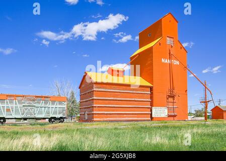 Patrimoine canadien, de l'élévateur à grain Nanton (Alberta), Canada Banque D'Images