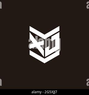 Monogramme avec emblème de style isolé sur fond noir Illustration de Vecteur