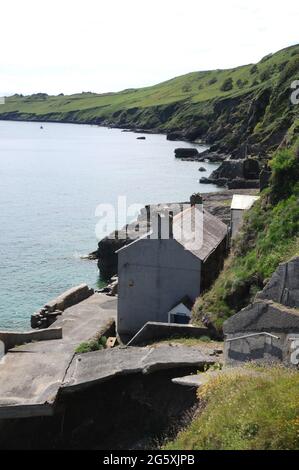 Le village abandonné de Hallsands sur la côte sud du Devon. Le village a été victime de l'exploitation de gravier offshore et a été abandonné en 1917 Banque D'Images