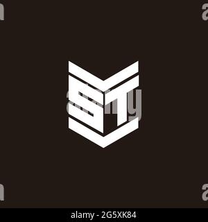 Monogramme avec emblème de style isolé sur fond noir Illustration de Vecteur