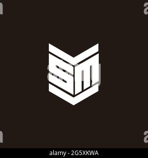 Monogramme avec emblème de style isolé sur fond noir Illustration de Vecteur