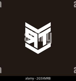 Monogramme avec emblème de style isolé sur fond noir Illustration de Vecteur