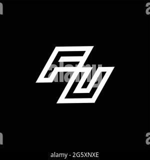 LOGO FU monogramme avec un modèle de conception d'espace négatif jusqu'au style Down isolé sur fond noir Illustration de Vecteur