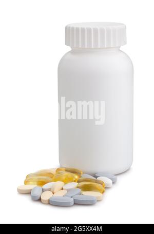 chemin de la bouteille de médicament isolé sur blanc Banque D'Images