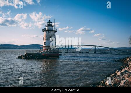 Sleepy Hollow Lighthouse, sur l'Hudson River à Tarrytown, New York Banque D'Images