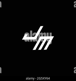 Monogramme avec logo JM avec modèle de conception moderne jusqu'au style de duvet isolé sur fond noir Illustration de Vecteur