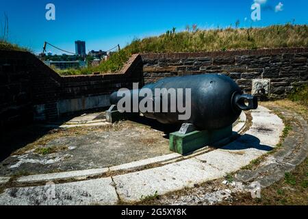 9-inch RML Gun placements, à fort charlotte Banque D'Images