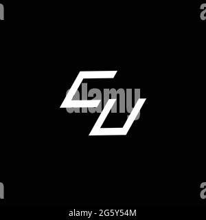 MONOGRAMME DE LOGO CU avec un modèle de conception moderne jusqu'au modèle de duvet isolé sur fond noir Illustration de Vecteur