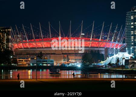 Vue nocturne du stade BC place à Vancouver, Canada Banque D'Images