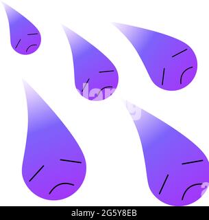 Triste visage émotionnel en violet avec larme 09 Illustration de Vecteur