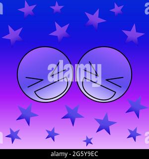 Visage d'émotion heureux en violet avec l'étoile 06 Illustration de Vecteur