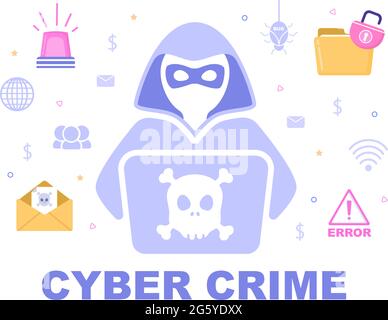 Illustration de la cybercriminalité vol de données numériques, de systèmes de périphériques, de mots de passe et de documents bancaires à partir de l'ordinateur Illustration de Vecteur