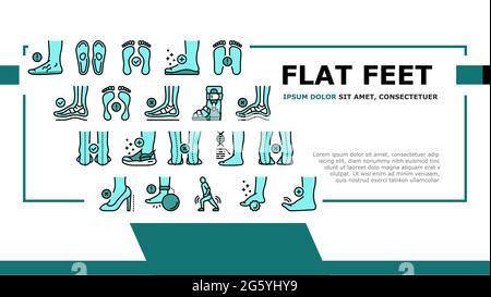 Vecteur de l'en-tête d'atterrissage de la maladie des pieds plats Illustration de Vecteur