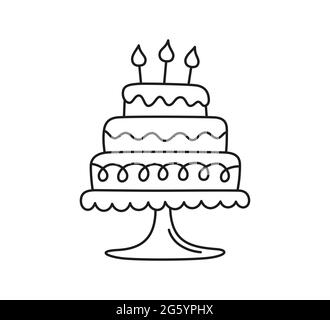 Livre De Coloriage Gateau D Anniversaire Avec Bougies Image Vectorielle Stock Alamy