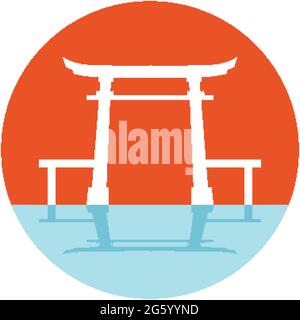 Illustration d'un site historique de la porte de Torii du Shinto Shrine au Japon Illustration de Vecteur