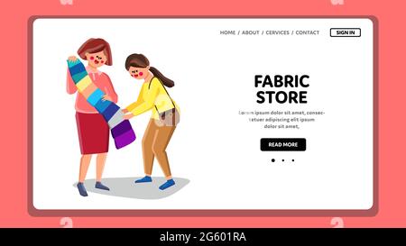 Client Fabric Store choisissant le vecteur de couleur textile Illustration de Vecteur