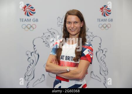 Zoey Clark lors de la séance d'athlétisme organisée pour les Jeux Olympiques de Tokyo 2020 au NEC de Birmingham, Royaume-Uni. Date de la photo: Mardi 29 juin 2021. Banque D'Images