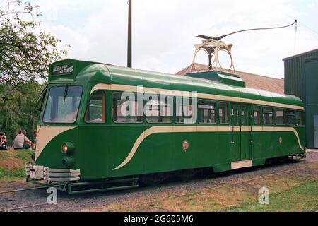 Manchester, Royaume-Uni - 26 juin 2021 : tramway Heritage à Heaton Park pour une excursion. Banque D'Images