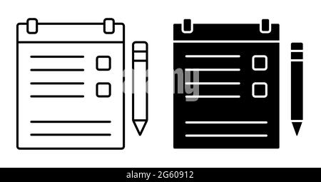 Icône linéaire. Tablette avec clip pour feuille de papier. Tablette pour la tenue de la liste, liste des choses importantes à faire. Fin des affectations. Simple noir et blanc Illustration de Vecteur