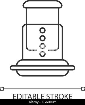 Icône linéaire du piston de pression d'air du café Illustration de Vecteur