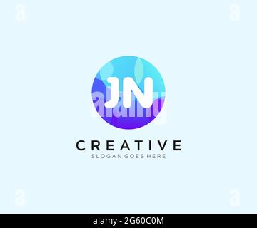 LOGO JN initial avec modèle de cercle coloré Illustration de Vecteur