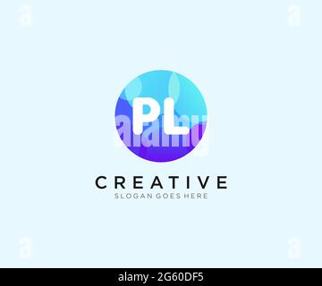 Logo PL initial avec modèle de cercle coloré Illustration de Vecteur