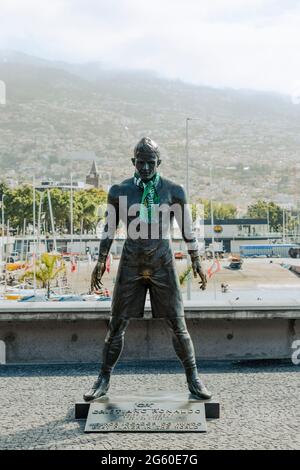 Statue de bronze Cristiano Ronaldo, Funchal, île de Madère, Portugal Banque D'Images