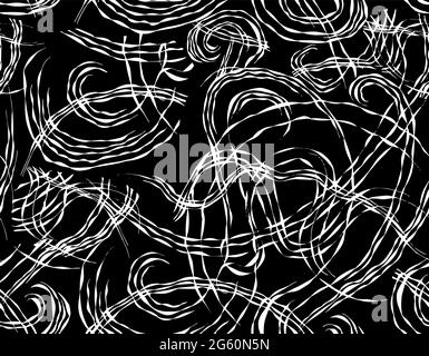 Motif vectoriel noir et blanc. Imprimé avec motifs abstraits. Illustrations dessinées à la main. Concept d'arrière-plan monochrome. Texture de l'interface Web et mobile. Couvercle Illustration de Vecteur