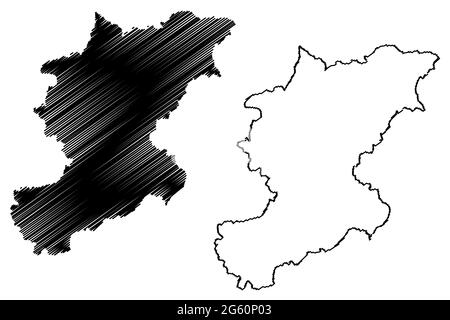 Carte de la province de Belluno (Italie, République italienne, Vénétie ou Vénétie) illustration vectorielle, croquis de griffonnage carte de la province de Belluno Illustration de Vecteur