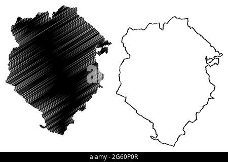 Carte de la province de Biella (Italie, République italienne, région du Piémont) illustration vectorielle, croquis de scribble carte de la province de Biella Illustration de Vecteur